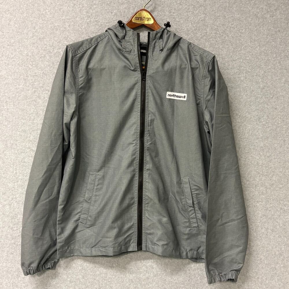 Northswell Stitch SWS Gray Hooded Windbreaker Jacket Full Zip Golf Small